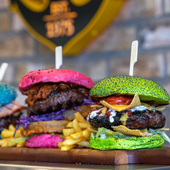 Bene’s in Port Seton colourful burgers. 